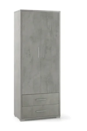 A Buon Prezzo Armadio mobile 2 ante con 2 cassetti 71x41x182H cm in kit dal design elegante colore Cemento