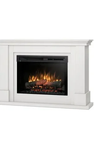 Caminetto Elettrico da pavimento A Libera Installazione A LED - 26" - Bianco opaco - 120 x 82 x 31 - LUENA Promozione Esclusiva