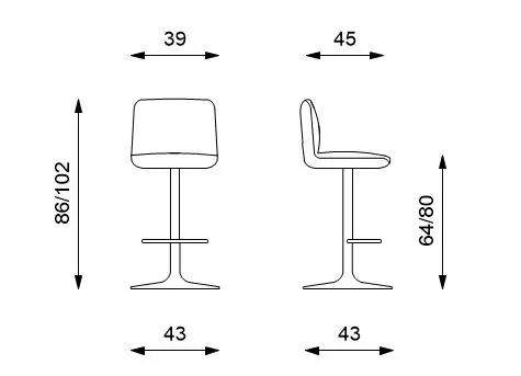 2x Sgabello in microfibra beige con struttura in metallo 39x45x86/102h cm Occasione Imperdibile