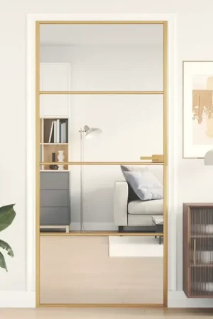 Acquista Ora Porta Interni Sottile Oro 93x201,5cm Vetro Temperato Alluminio 155134