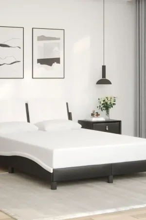 Professionale Giroletto senza Materasso Zadar Nero e Bianco 120x200 cm in Similpelle 3208175