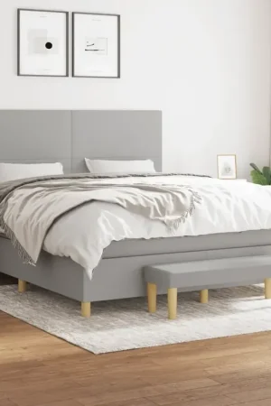 Nuova Collezione Giroletto a Molle con Materasso Grigio Chiaro160x200 cm Tessuto 3137005